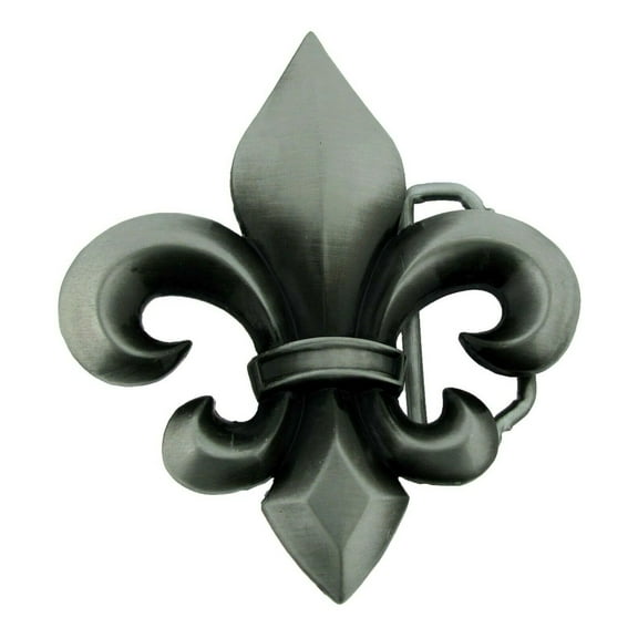 Fleur de lis belt buckle Saint French Flower Men Antiqued Grey Big Style New