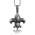 thumbnail image 1 of Fleur de lis medieval necklace in sterling silver, Heraldic flower necklace for family, Unique floral necklace for dad, 1 of 5