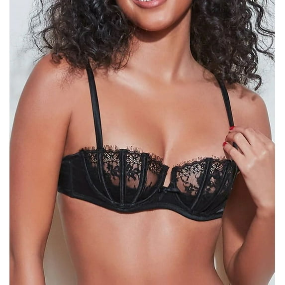Fleur du Mal Frankie Lace Boned Balconette Bra, Black, Size 34DD