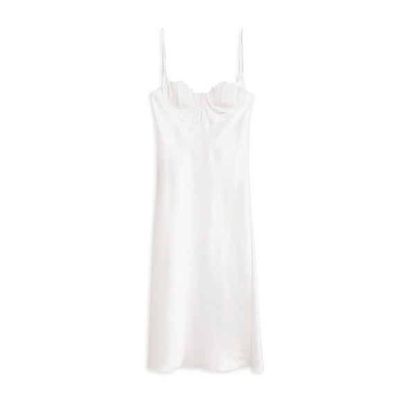 Fleur du Mal Lily Lace Trim Slip Dress Ivory Size Small