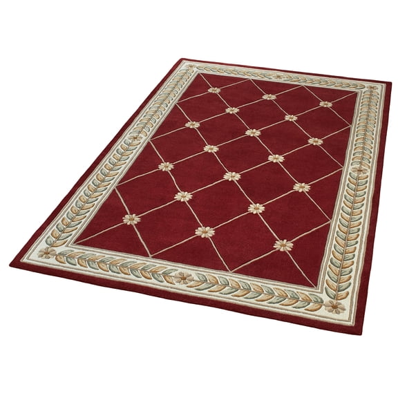 Fleurette Hand-tufted & Handcarved Pure Wool Area Rug - Ruby Red, 5 ft 3 in x 8 ft