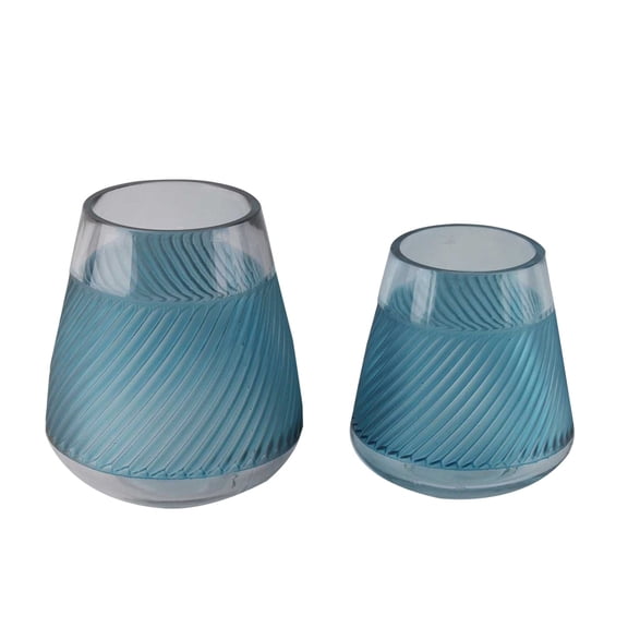 Aria Home Fleurine Set of 2 Frosted Glass Vases Table Decor, Holiday & Living Room Accent