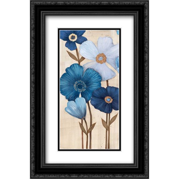 Fleurs Bleues I 2x Matted 16x24 Black Ornate Framed Art Print by MAJA