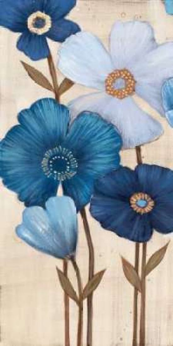 Fleurs Bleues I Canvas Art - MAJA (24 x 48)