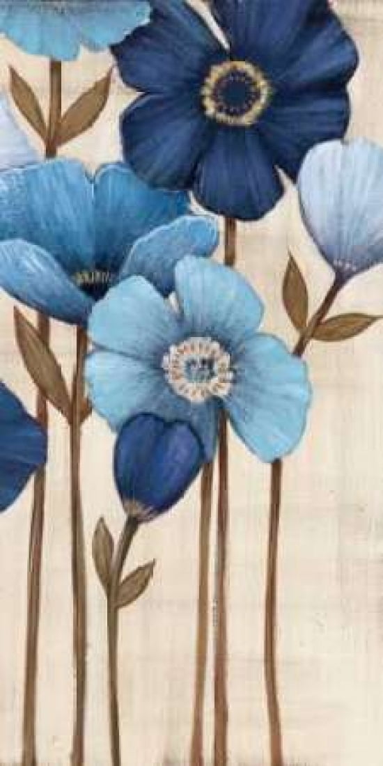 Fleurs Bleues II Canvas Art - MAJA (10 x 20)
