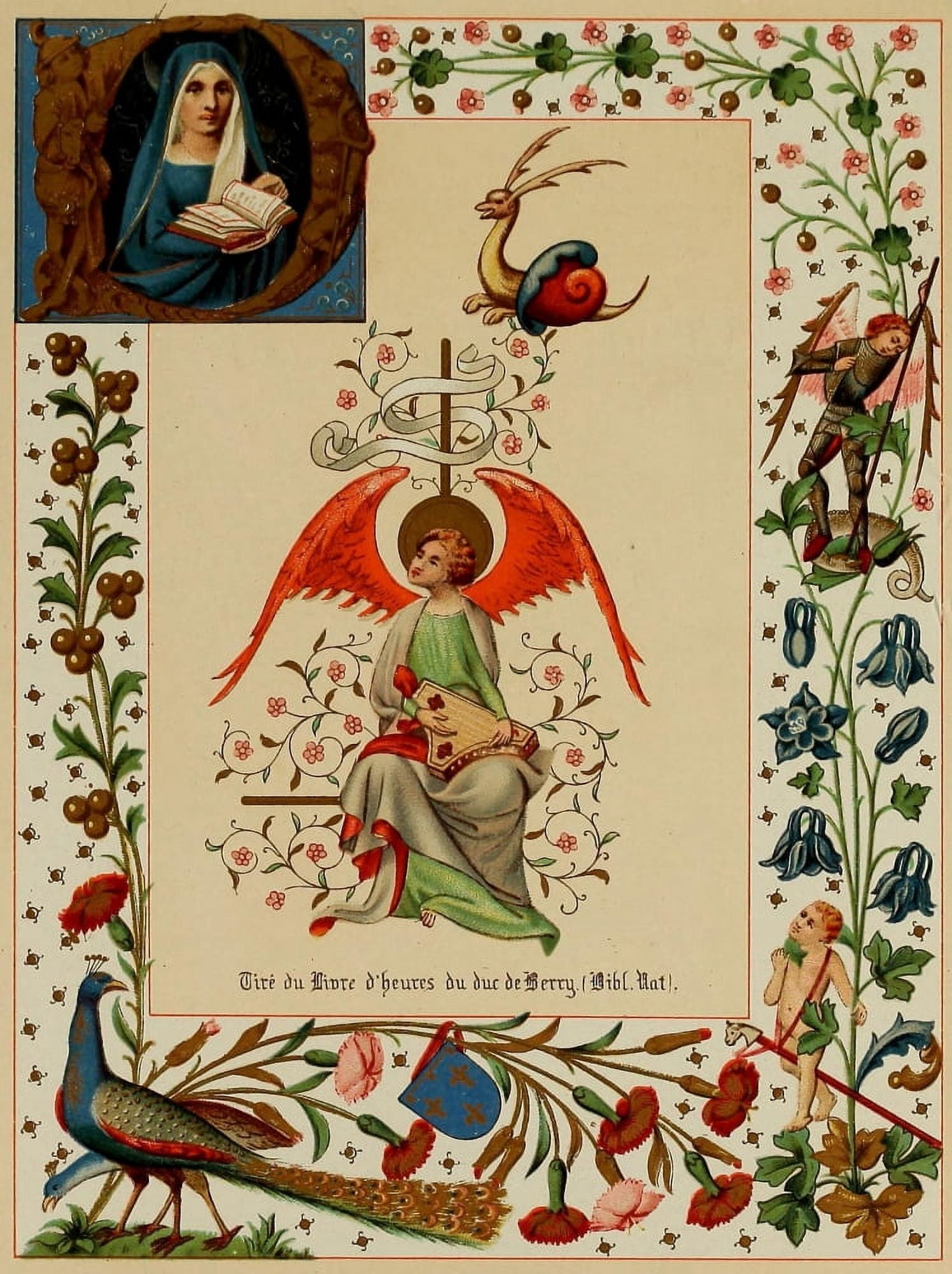 Fleurs dapres Nature et Fleurs Ornementales 1890 Angel with musical instrument Canvas Art - Unknown (18 x 24)