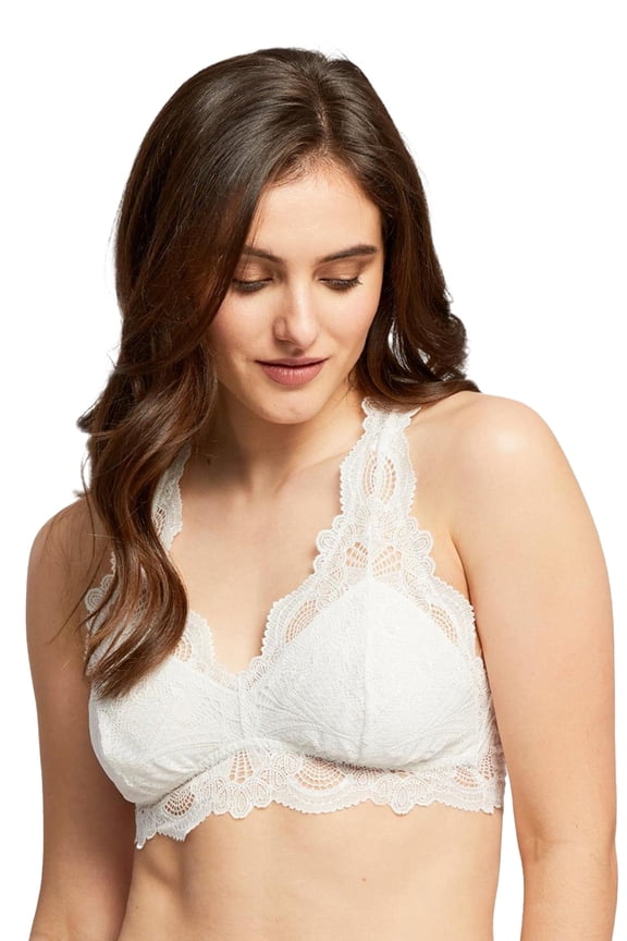 Fleurt Womens Belle Epoque Lace T-Back Bralette 612 X-Large Chantilly