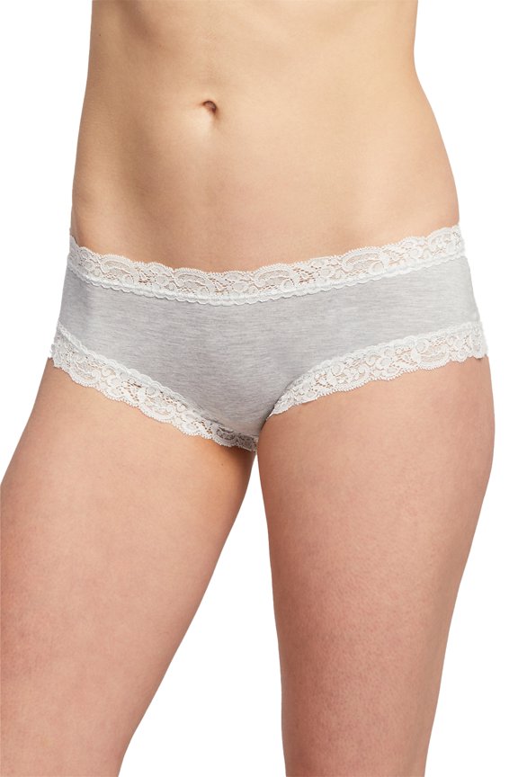 Fleurt Womens Iconic Lace Boyshort Panty 205 X-Large Heather Grey/Chantilly