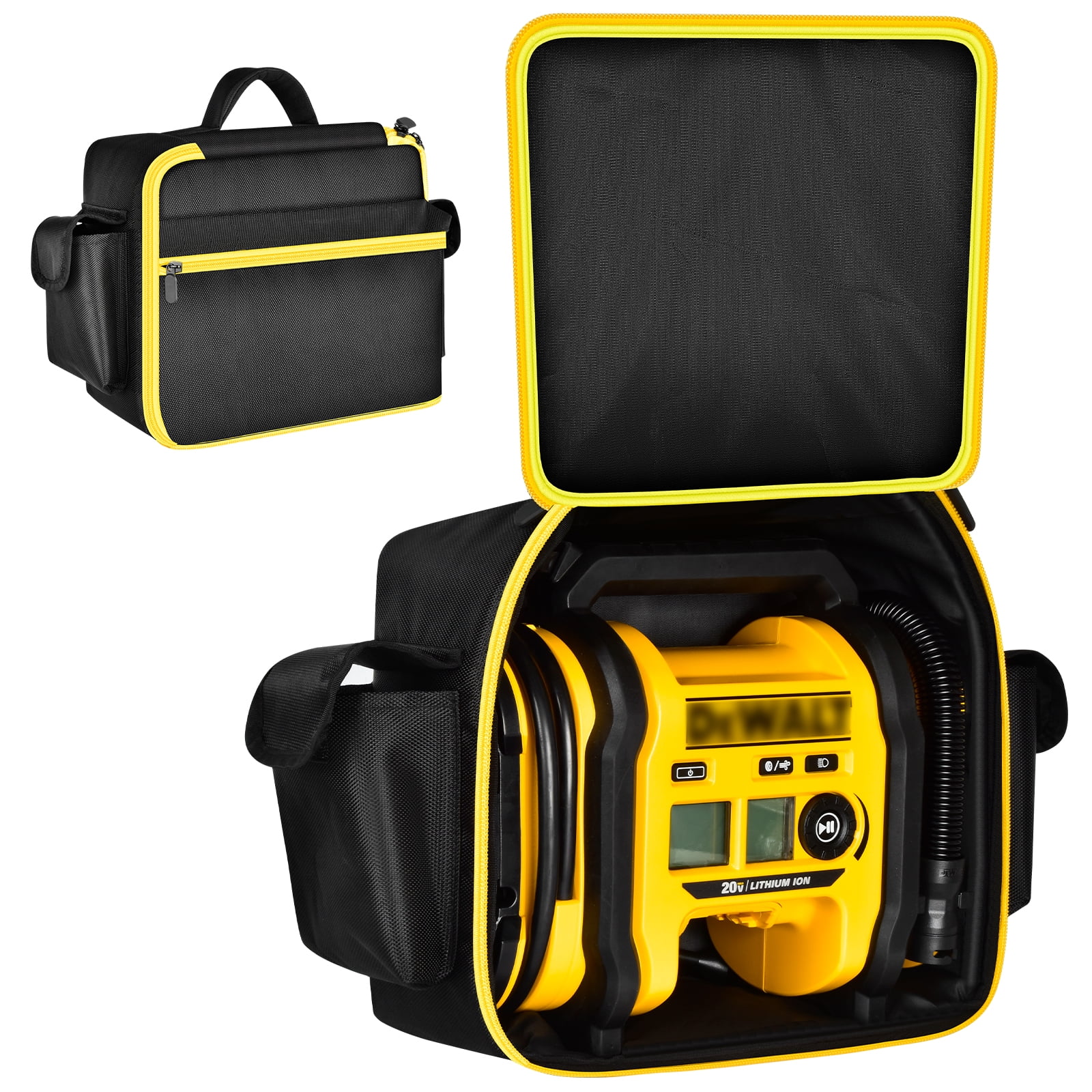 Fleurvie Air Compressor Bag Case Compatible with DEWALT 20V MAX Tire Inflator DCC020IB, Cordless Tools Storage Holder Organizer with Pocket for Battery Pack and Charging Kit (Box Only)