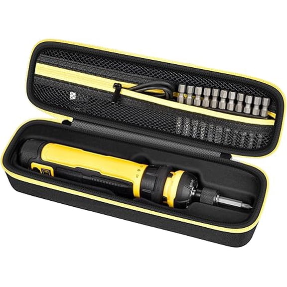 FleurvieElectric Screwdriver Set Case for DEWALT Cordless Screwdriver (DWHT66719) and Screwdriving Bits,Tools Organizer for Driver Drill Bits, with Internal Pockets and Carry Handle (Box Only)(Black)