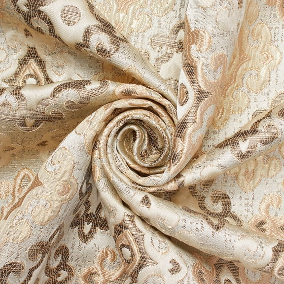 Fleury Cross Extra Wide Two Tone Crinkle Metallic 110" Heavyweight Upholstery Jacquard Polyester Fabric By The Yard (Ivory, 1 Yard)