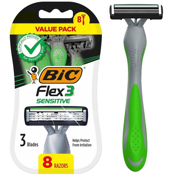 Flex 3 Sensitive Disposable Razors for Men, Great For a Smooth and Comfortable Shave, Shaving With Blades, Count