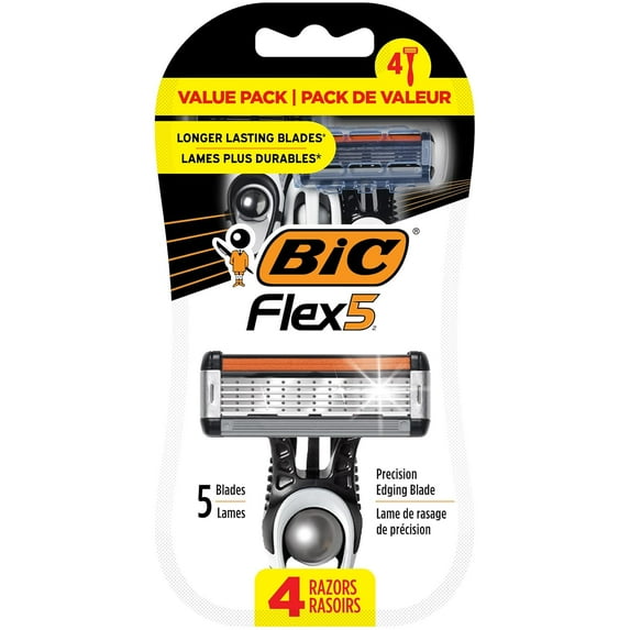 Flex 5 Disposable Razor for Men, Sensitive Skin Razor For a Smooth, Comfortable and Close Shave, 4 Piece Razor Set