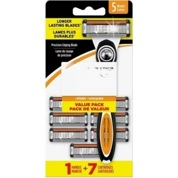 Flex 5 Men's Refillable 5-Blade Razors - 1 Handle + 7 Cartridges ...