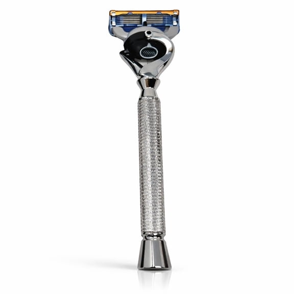 Flex Ball Cartridge Shaving Razor All Chrome Long Handle Razor Flex Pivot Technology Knurled Grip for Mens Shaving Compatible with Fusion 5 blades