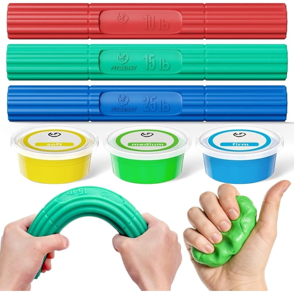 Flex  Bars and  Putty Set, Hand  and Grip Strength  for Finger, Wrist & Forearm Exercise