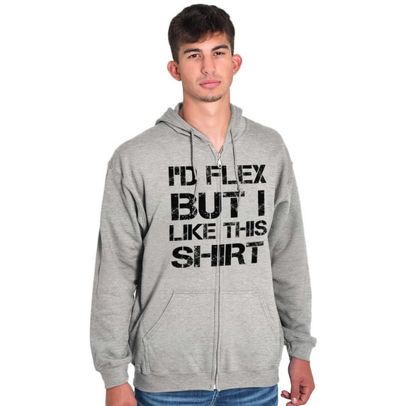 Flex But Like This Funny Gym Exercise Zip Hoodie Sweatshirt Men Brisco Brands X