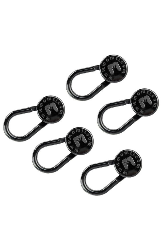 Flex Button Pant Extender 5-Pack - Adds 1-2 Inches, Super Sturdy with a Little Stretch (Black)