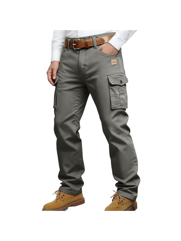 Flex Cargo Pants for Men, Flexrover - Ultra Comfort Flex Fit Cargo Pants, Multi-Pocket Durable Tactical Pants Gray L