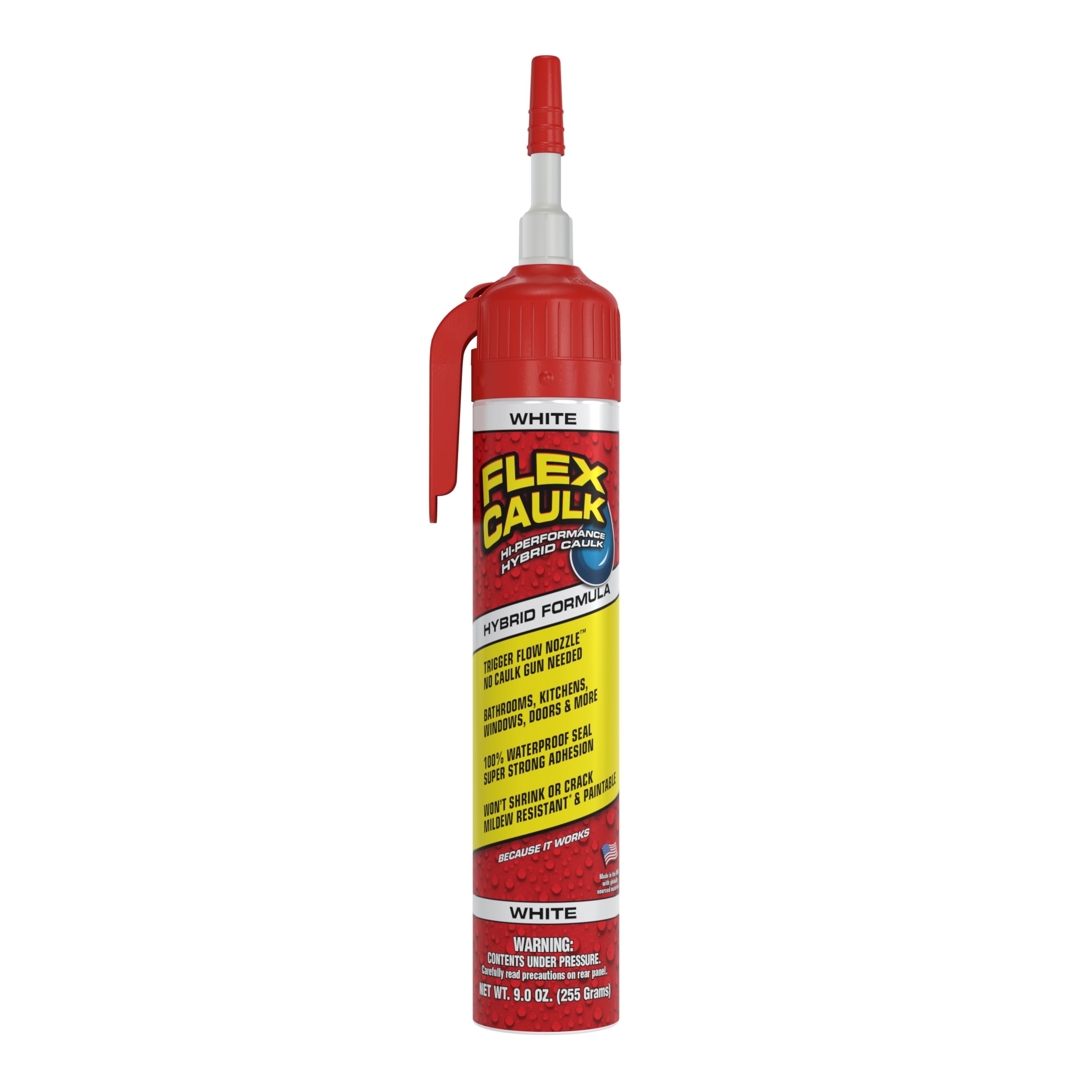 Flex Seal Waterproof Caulk, All Purpose White 9 oz, No Caulk Gun Needed