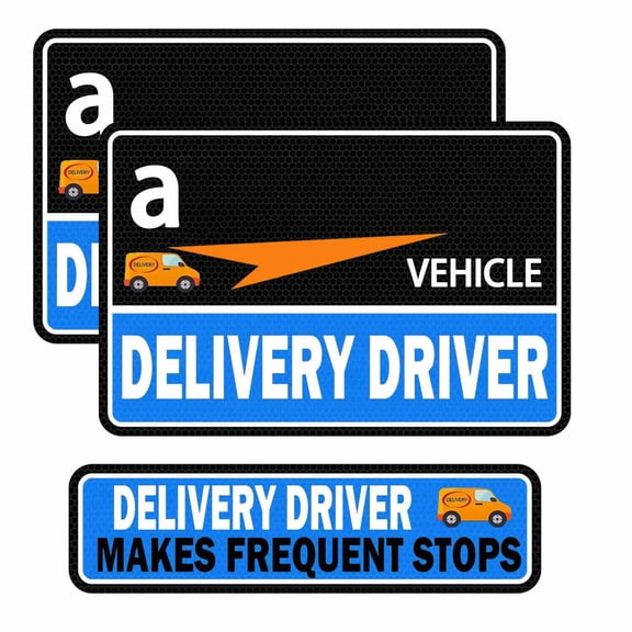 Flex Delivery Driver Car Magnet, 3PCS Frequent Stops Removable Set, Delivery Vehicle Magnet Car Door and Bumper Sign, High Reflective Waterproof Weather-Resistant
