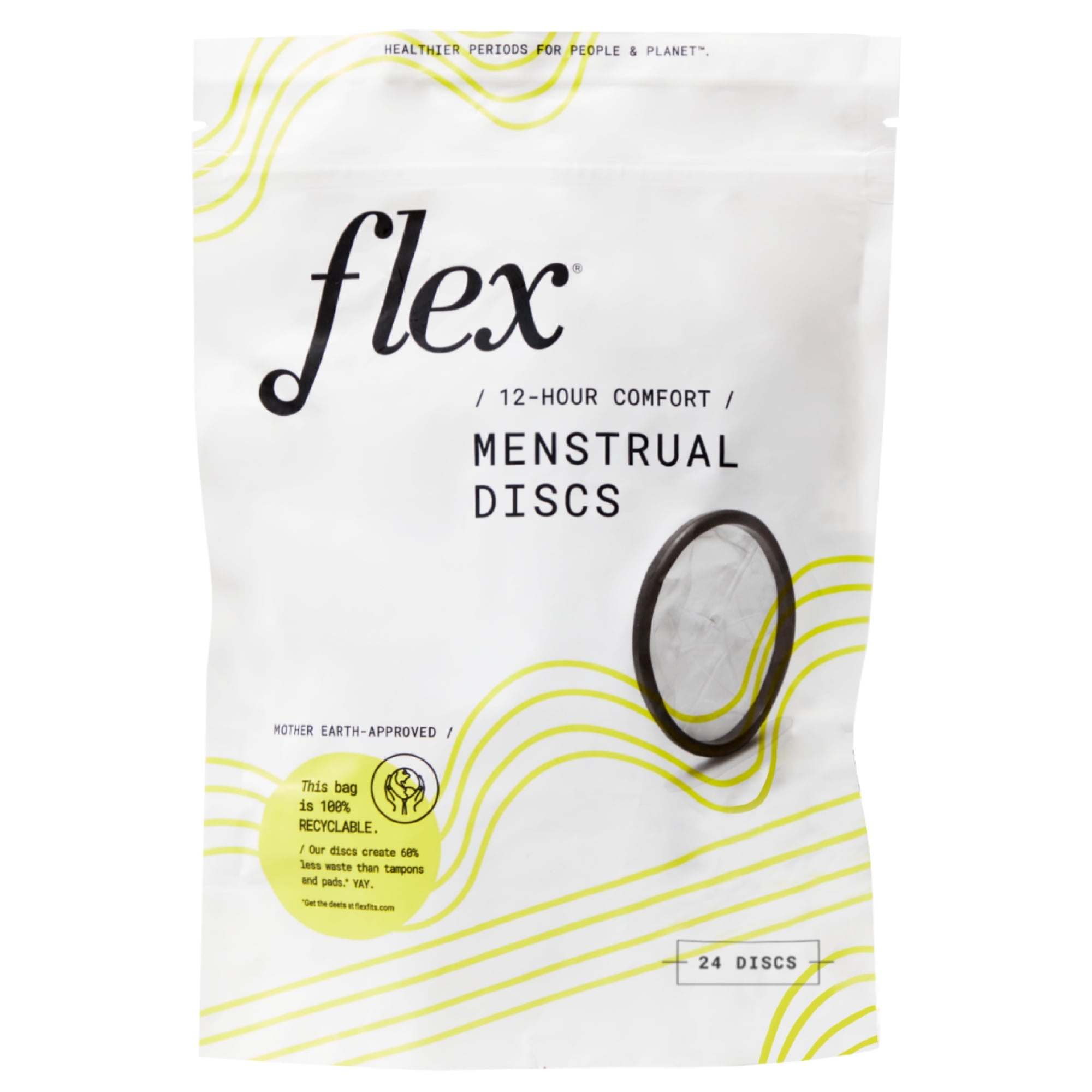 Flex Period Discs, One-Time-Use Menstrual Discs, Body-Safe & Non-Toxic, 12-Hour Wear, 24 Count