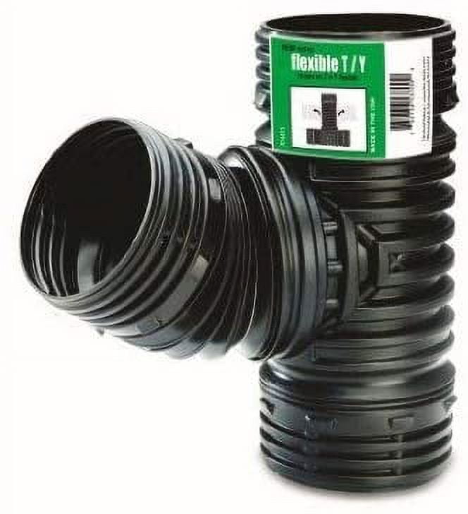 Flex-Drain 4" Black Polypropylene Snap Combination Tee Wye