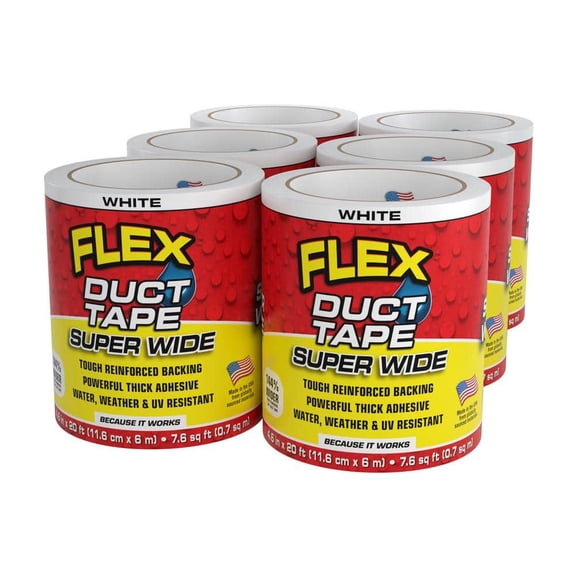Flex Duct Tape White 4.60" x 20' (6-Pack)