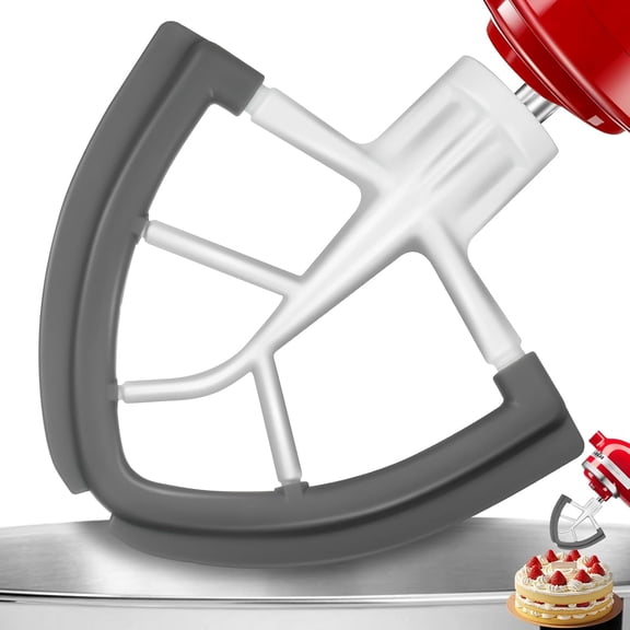 Flex Edge Beater for KitchenAid 4.5-5 Qt Tilt-Head Stand Mixer, Silicone Paddle with Flexible Bowl Scraper, Auto-Scrape Dishwasher Safe Mixer Accessory Attachment, Grey