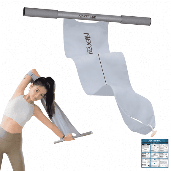 Flex Friend Non-Elastic Yoga & Pilates Stretching Strap with Ergonomic Handles, Full Body Mobility Trainer – Blue