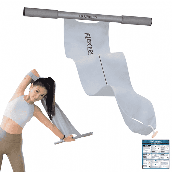Flex Friend Non-Elastic Yoga & Pilates Stretching Strap with Ergonomic Handles, Full Body Mobility Trainer – Blue