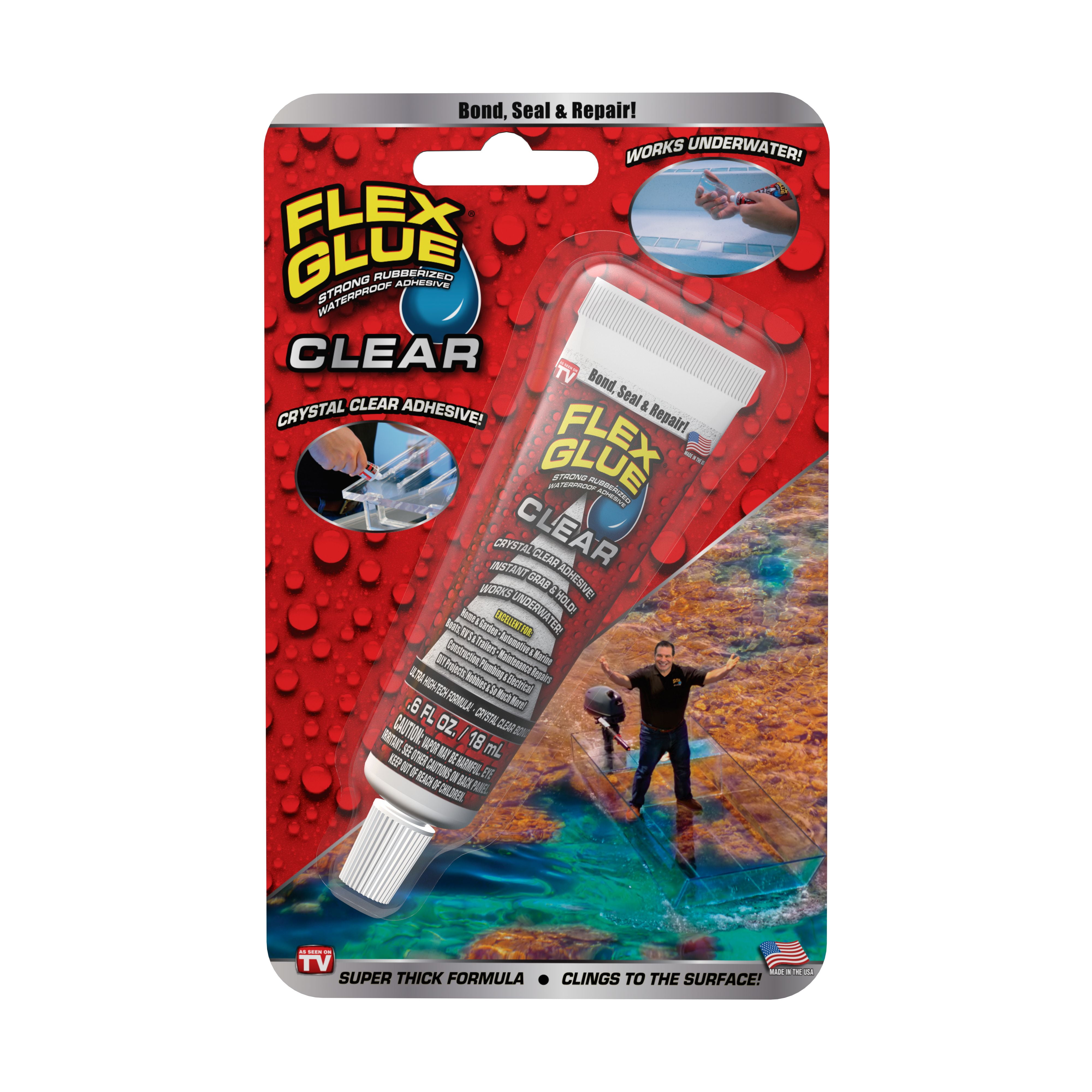 Flex Glue Mini Strong Rubberized Waterproof Adhesive, 0.6 oz, Clear