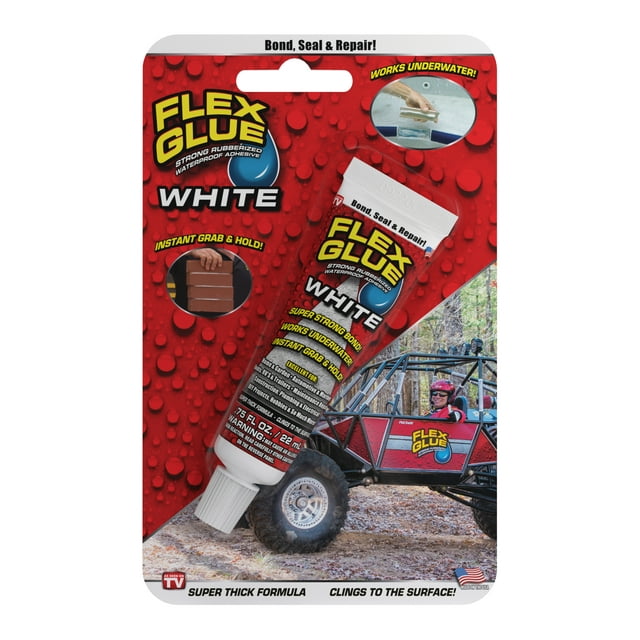 Flex Glue Mini Strong Rubberized Waterproof Adhesive, 0.75 oz, White