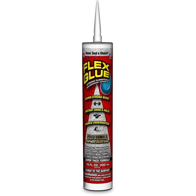 Flex Glue Pro  10 oz Rubberized Waterproof Adhesive, White - Case of 6