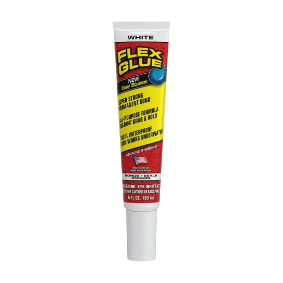 Flex Glue Strong Rubberized Waterproof Adhesive, 6 oz, White