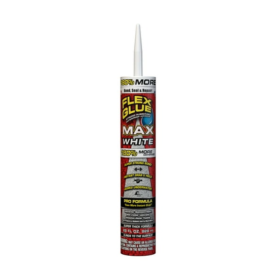 Flex Glue Strong Rubberized Waterproof Adhesive Pro Formula, 28 oz Caulk Gun Cartridge, White
