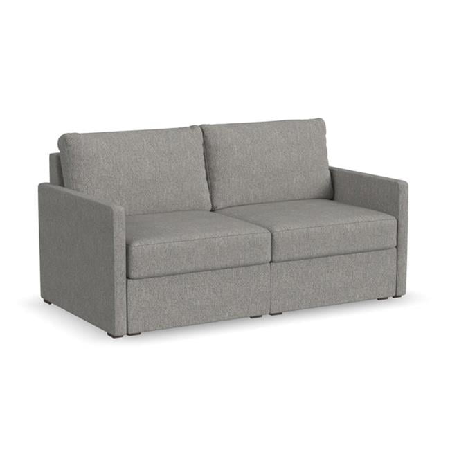 Flex 69.5" Gray Solid Fabric Loveseat with Track Arm & Pillow Back