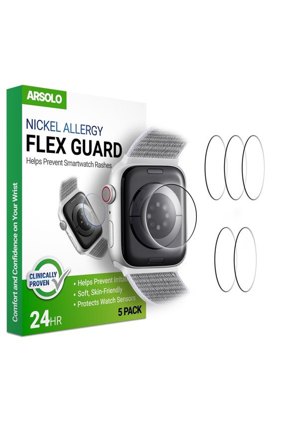 Flex Guard Nickel Metal Allergy Back Protector for Apple Watch [40/41mm], Sensor Protector, 5 Pack