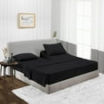 thumbnail image 1 of Flex Head Cal King Size Top Split Flex Sheet Set of 4 Pcs, Adjustable Split 36 inches from The Top, Egyptian Cotton 600 TC Solid, 18 Inch Deep Pocket For Adjustable Beds, Black, 1 of 4