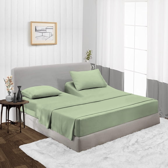 Flex Head King Size Top Split Flex Sheet Set of 4 Pcs, Adjustable Split 39 inches from The Top, Egyptian Cotton 1000 TC, 18 Inch Deep Pocket For Adjustable Beds, Moss