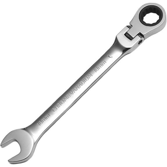 Flex-Head Ratchet Wrench, 18mm Wrench CR-V Forged, 180 ° Adjustable Anti-slip Hand Tools