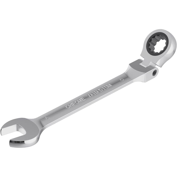6mm Flex-Head Ratcheting Combination Wrench Metric 72 Teeth 12 Point Ratchet Box Ended and Open End Spanner Tools, Flexible Head Gear Wrench, Heat-Treated CR-V