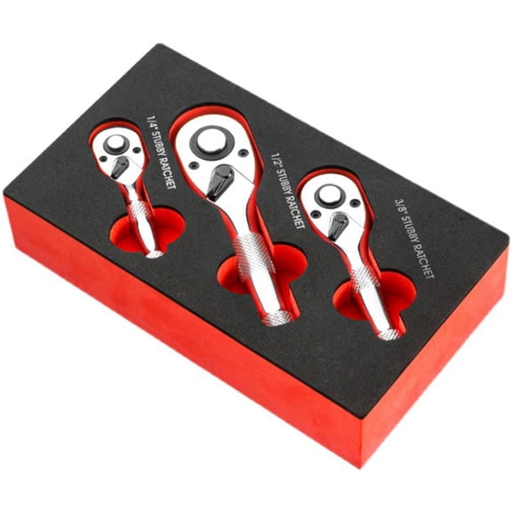 Flex-Head Stubby Ratchet Set, 1/4", 3/8", 1/2" Drive Flexible Mini Small Ratchet Handle Wrench 72-Tooth Quick-Release Reversible Gift for Men Mechanic Hand Tools