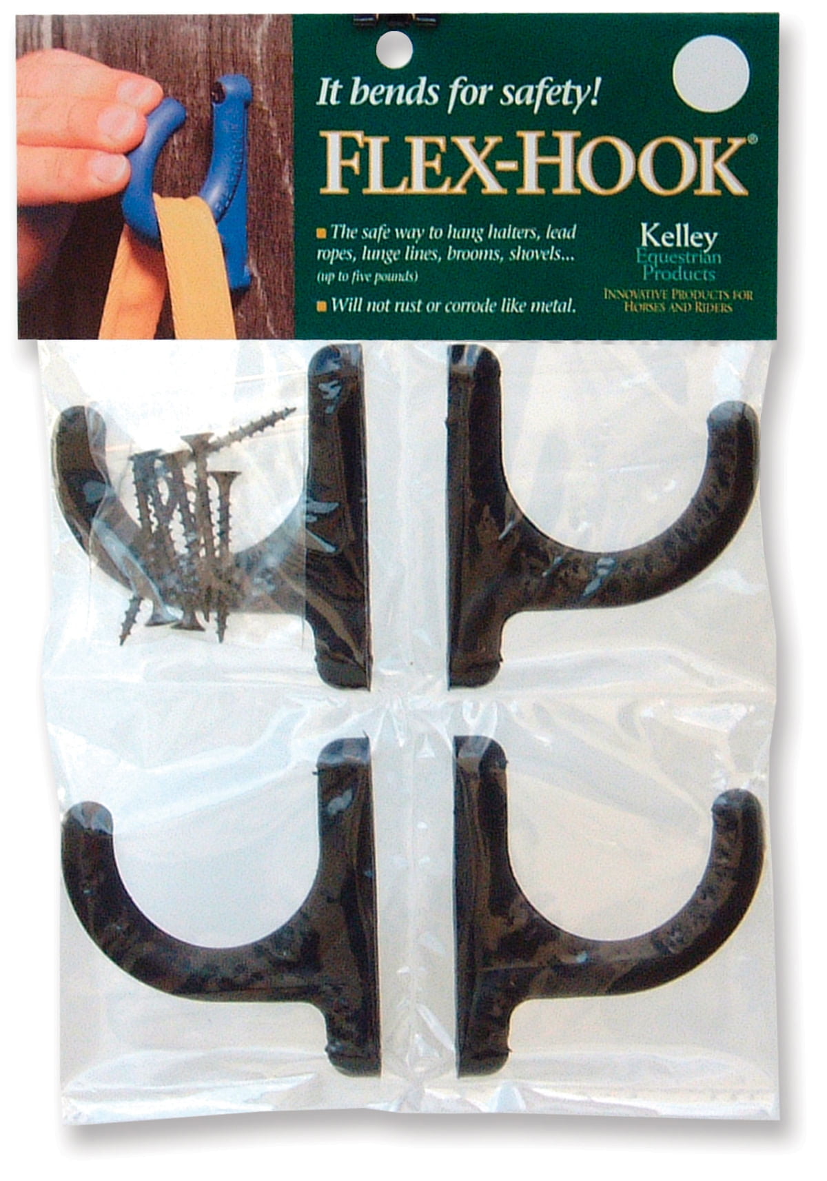 Black Flexible Safety Hooks 4-Pack with Screws