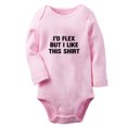 thumbnail image 1 of I'd Flex but I Like This Shirt Funny Rompers, Newborn Baby Unisex Bodysuits, Infant Jumpsuits, Toddler 0-12 Months Kids Long Sleeves Oufits (Pink, 0-6 Months), 1 of 4