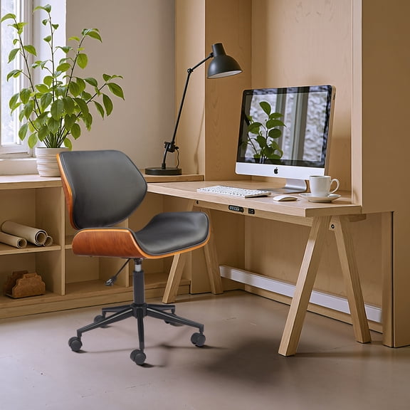 Flex Low Back Office Chair Black Office Chair, Modern Style, Plush and durable faux leather fabric, Plywood, Indoor Office