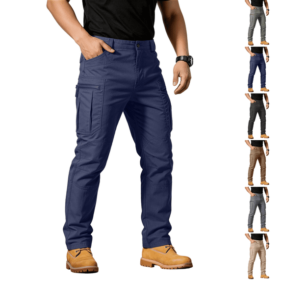 Flex Pants Mens Active Lightweight Stretch Cargo Work Hiking Pants Blue M