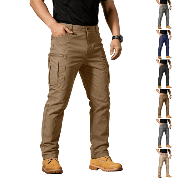 Flex Pants Mens Active Lightweight Stretch Cargo Work Hiking Pants Brown S