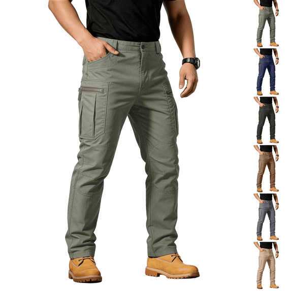 Flex Pants Mens Active Lightweight Stretch Cargo Work Hiking Pants Green L