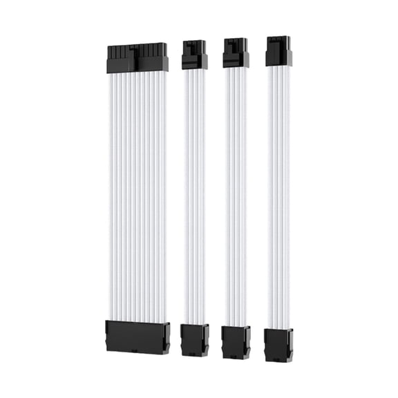 Flex Power Supply Sleeved Cable, 18AWG PSU Extension Cable Set 1x24Pin/1x4+4 EPS CPU /2x6+2Pin PCIE GPU Cord 30cm